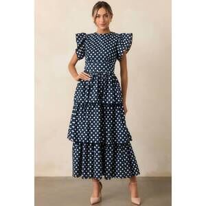 NEW PROSPERINA chelsea polka dot dress in navy